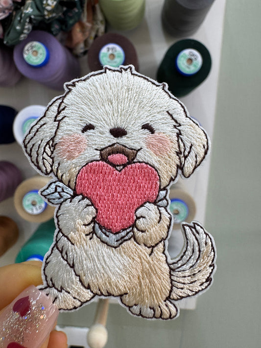 Puppy Holding Heart Patch