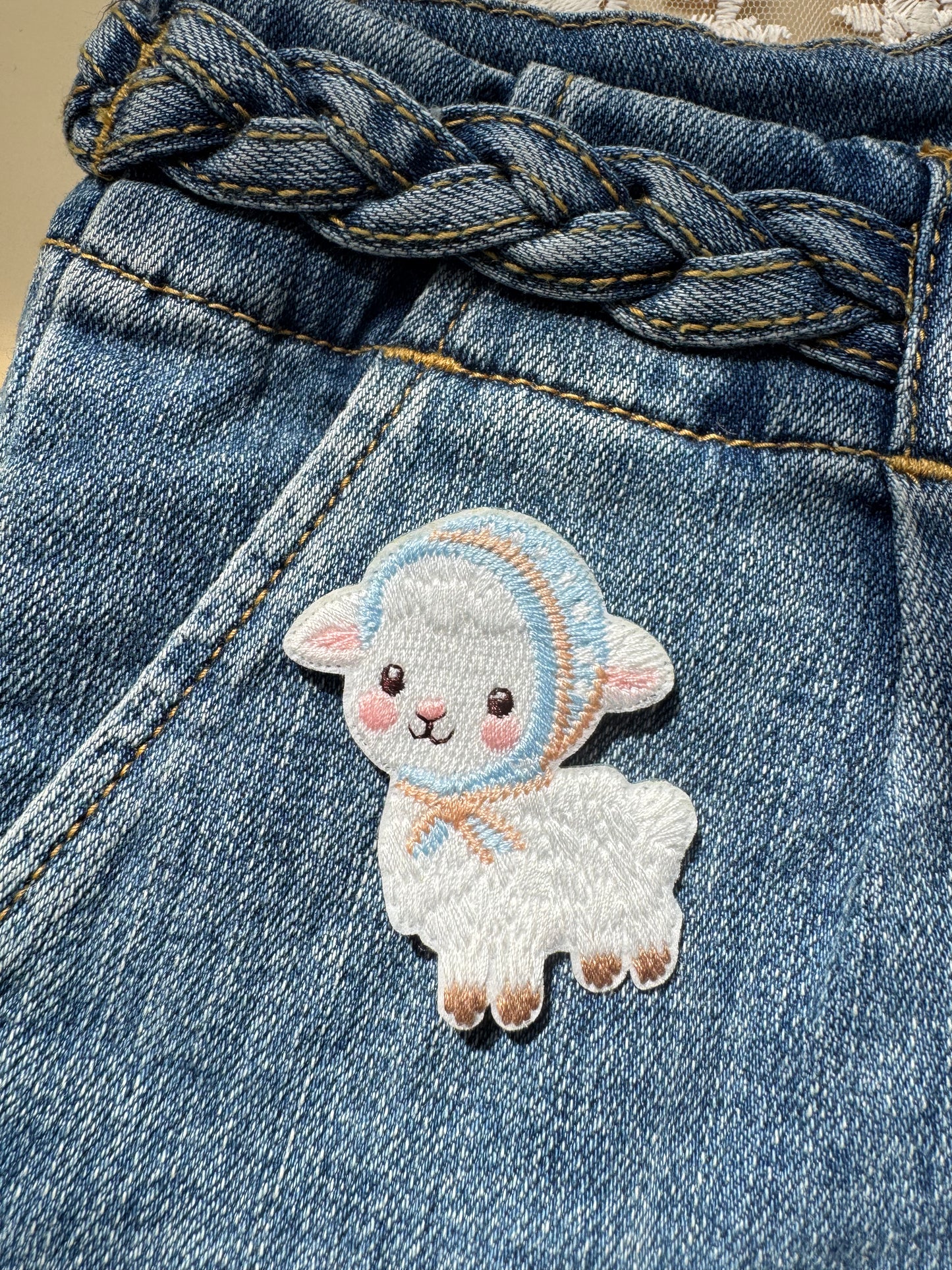 Sheep in Blue Headscarf Patch