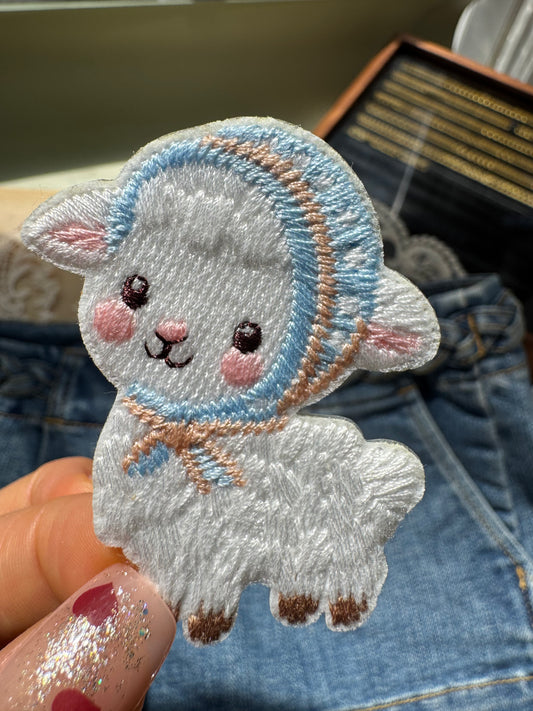 Sheep in Blue Headscarf Patch