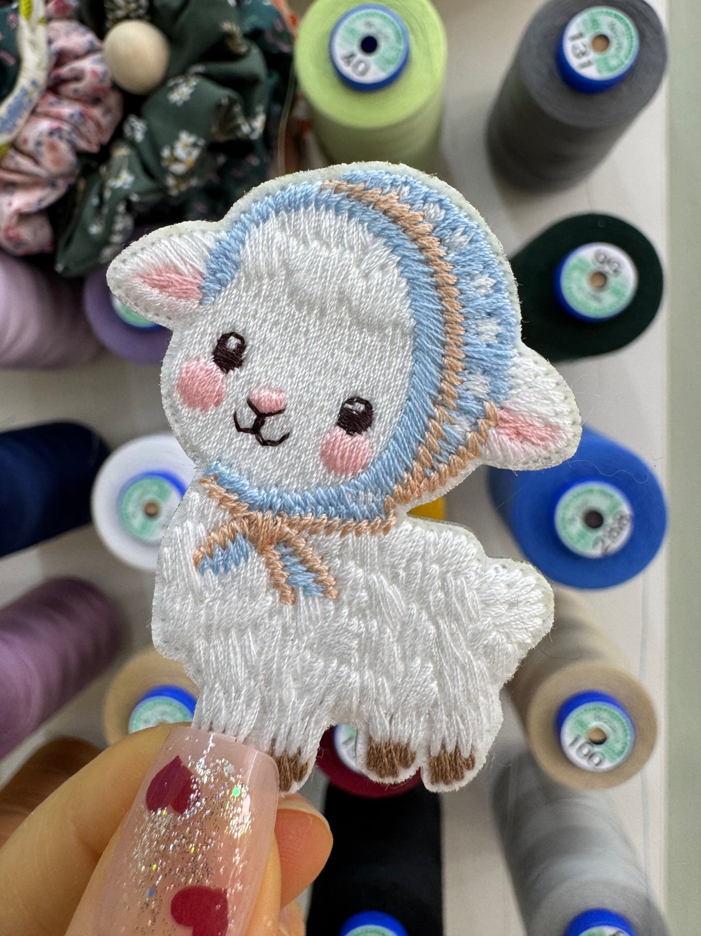 Sheep in Blue Headscarf Patch