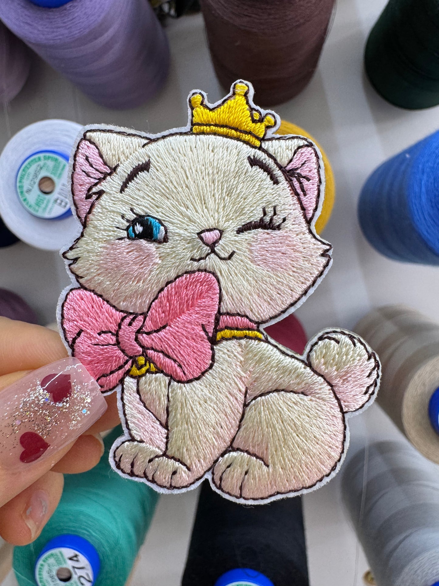 Cat with Bow and Crown Patch