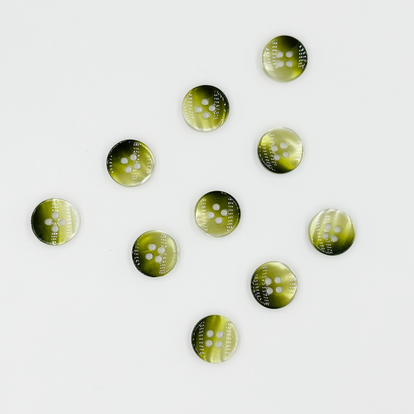 Round Buttons, Amber Green , 4-Hole,  10PCS