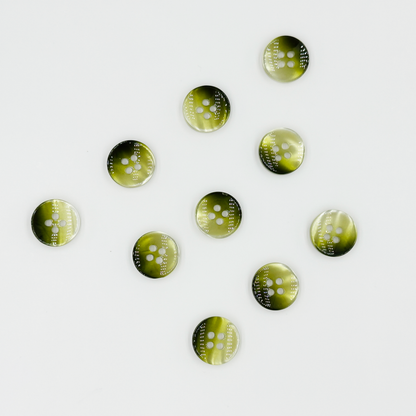 Round Buttons, Amber Green , 4-Hole,  10PCS