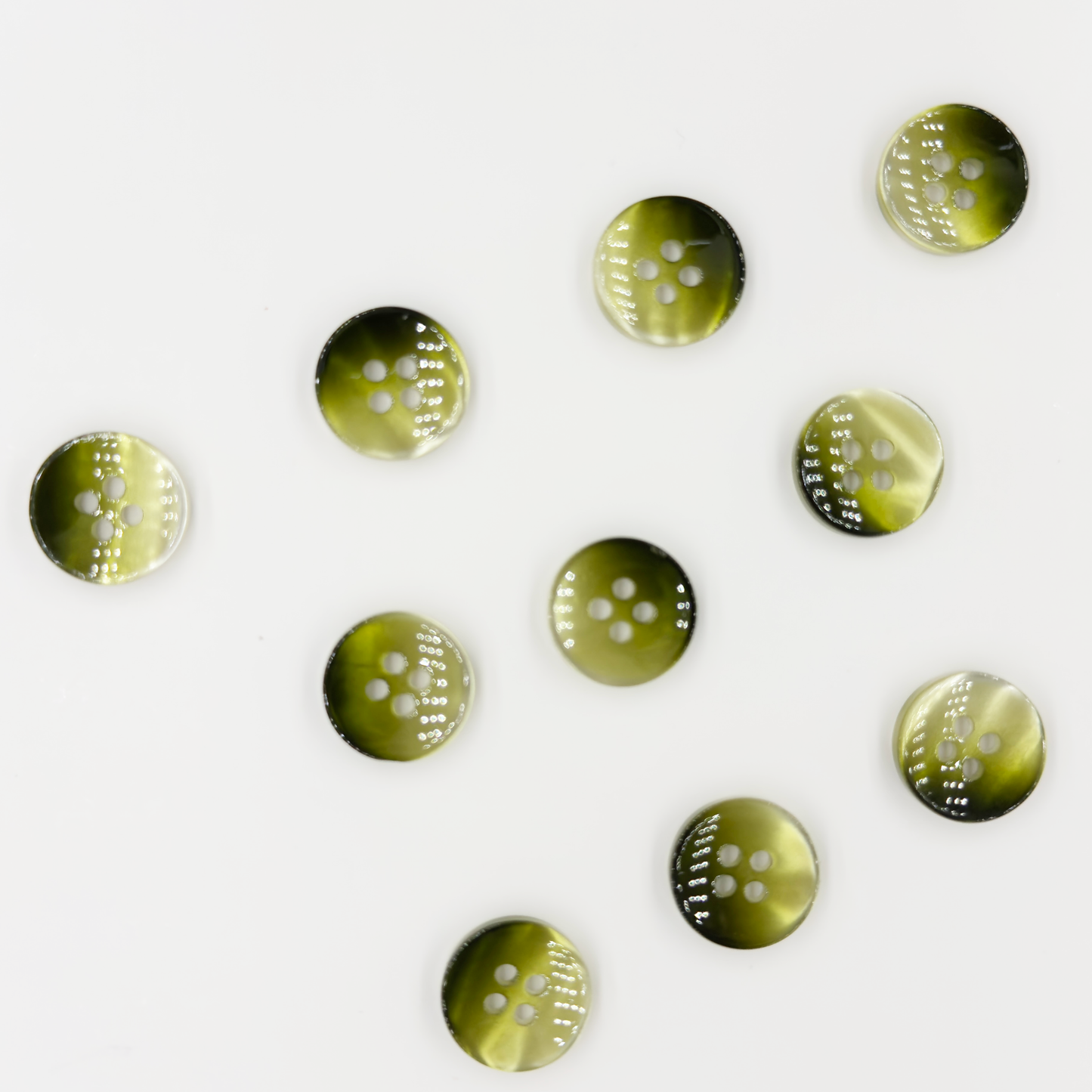 Round Buttons, Amber Green , 4-Hole,  10PCS