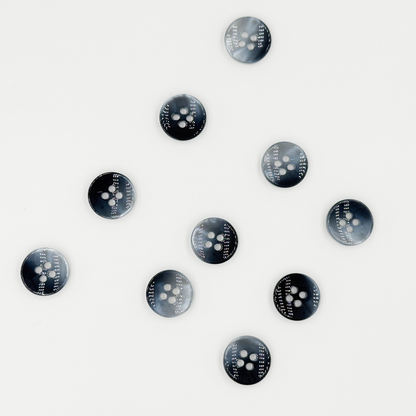 Round Buttons, Amber Blue , 4-Hole,  10PCS