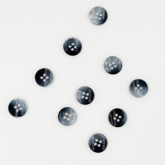 Round Buttons, Amber Blue , 4-Hole,  10PCS