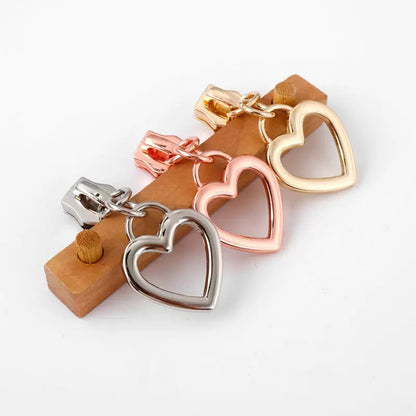Open Heart Zipper Pulls for #5 Nylon Zipper Tape 4PCS