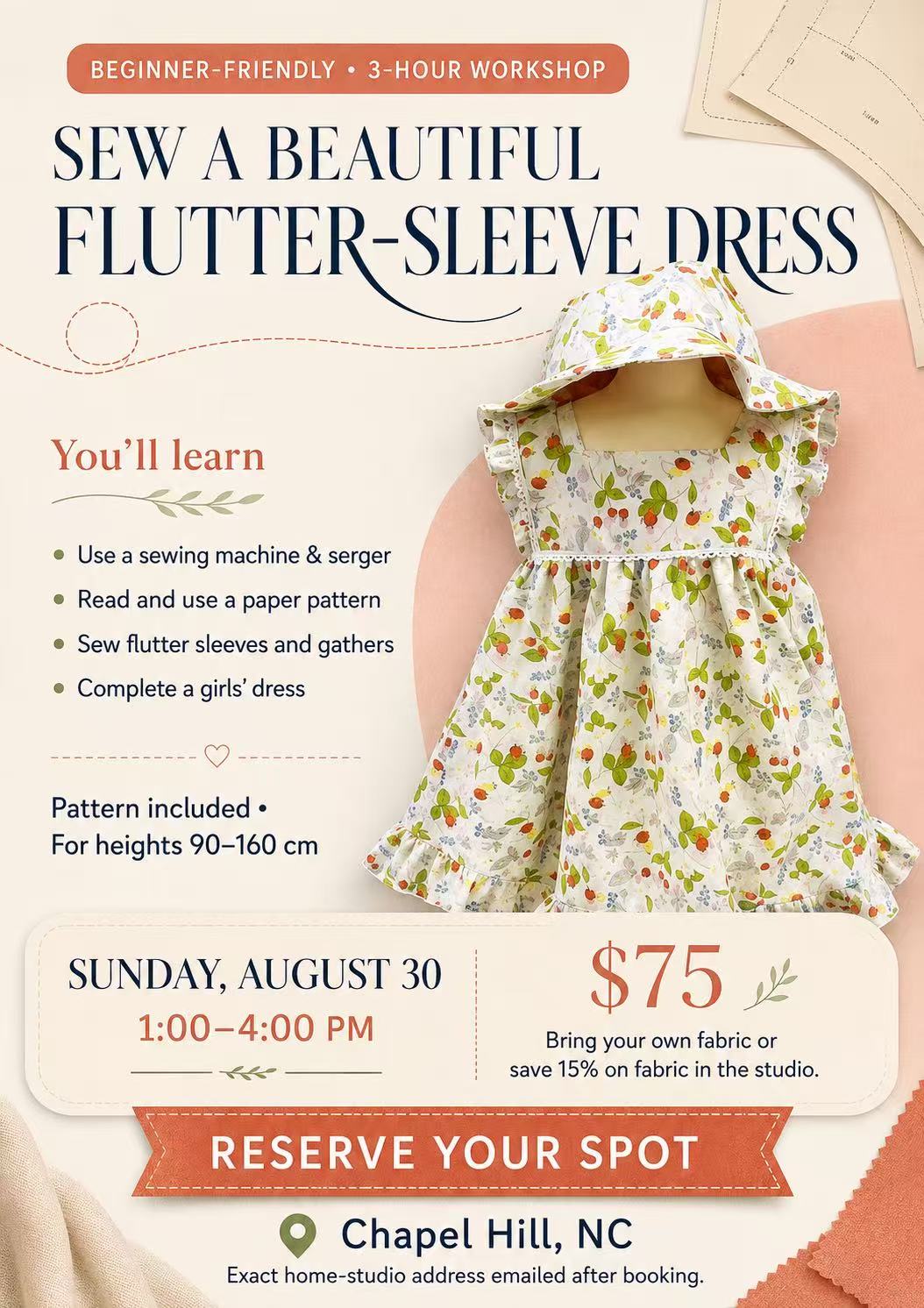 The Flutter Sleeve Girl Dress Sewing Course