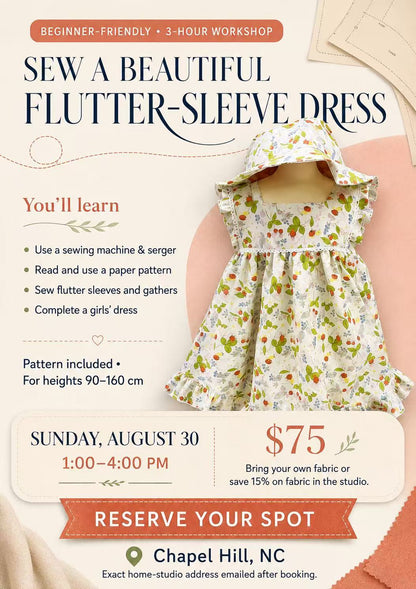 The Flutter Sleeve Girl Dress Sewing Course