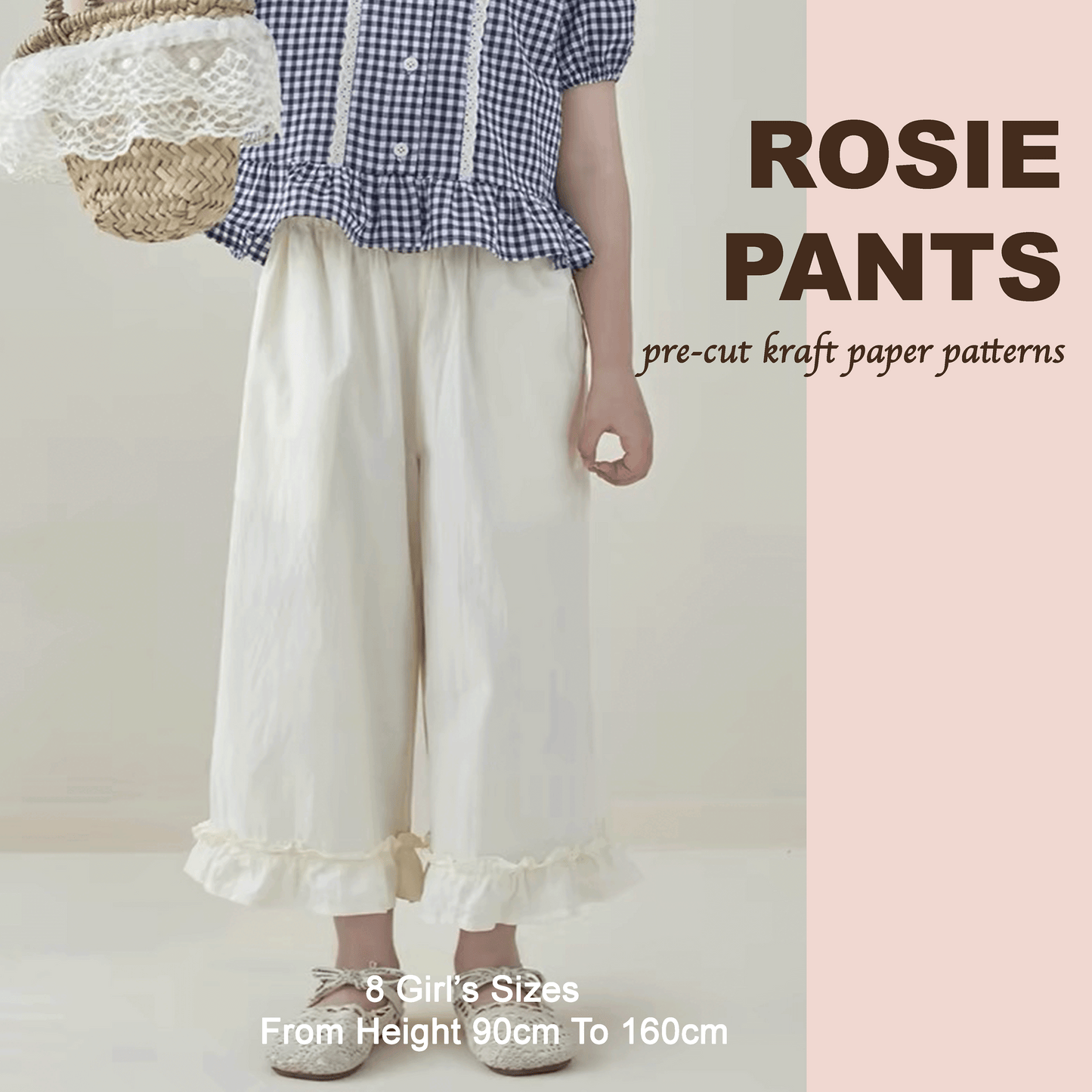 Rosie Ruffle Trim Pants Pre-Cut Kraft Paper Pattern