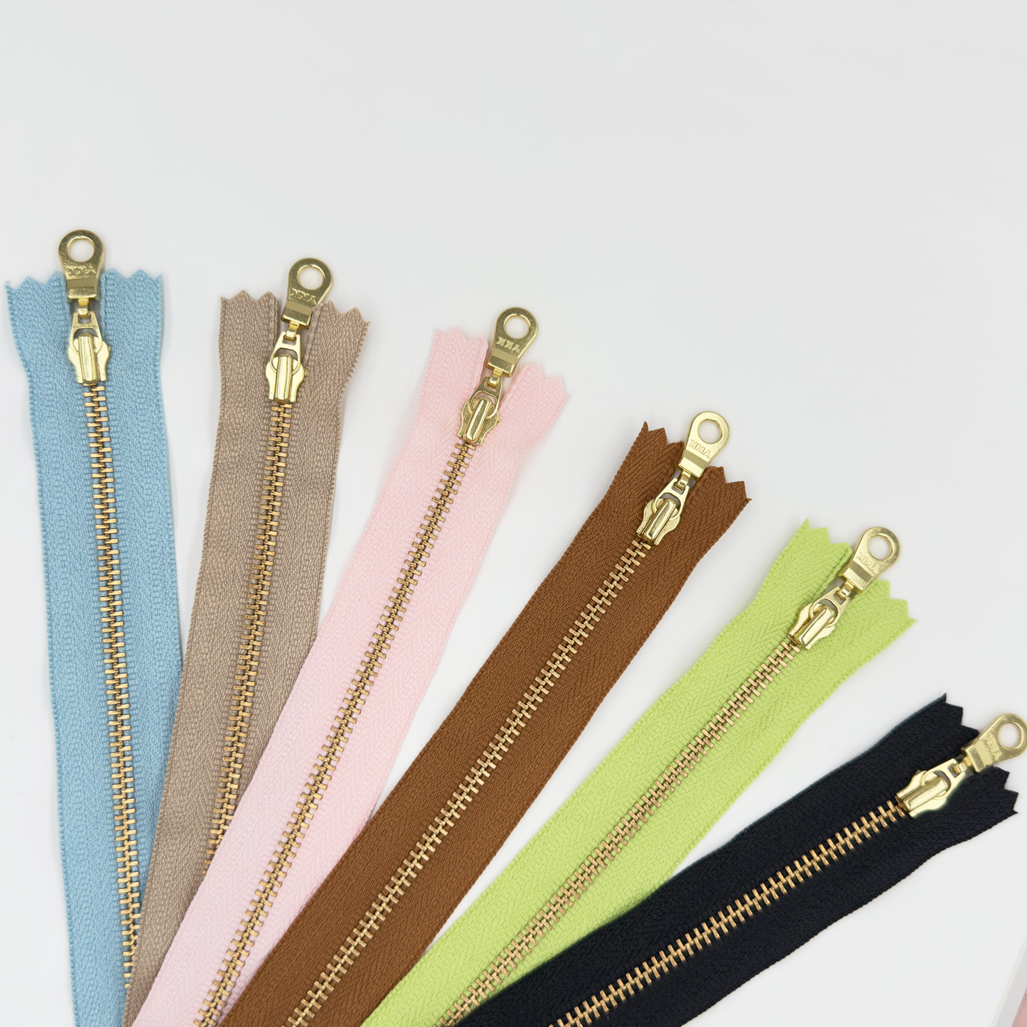 YKK Size 3 Misty Blue Brass Zipper l Donut Pull
