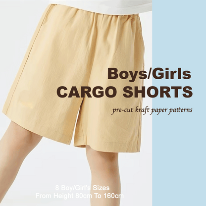 Boys/Girls Cargo Shorts Pre-Cut Kraft Paper Pattern