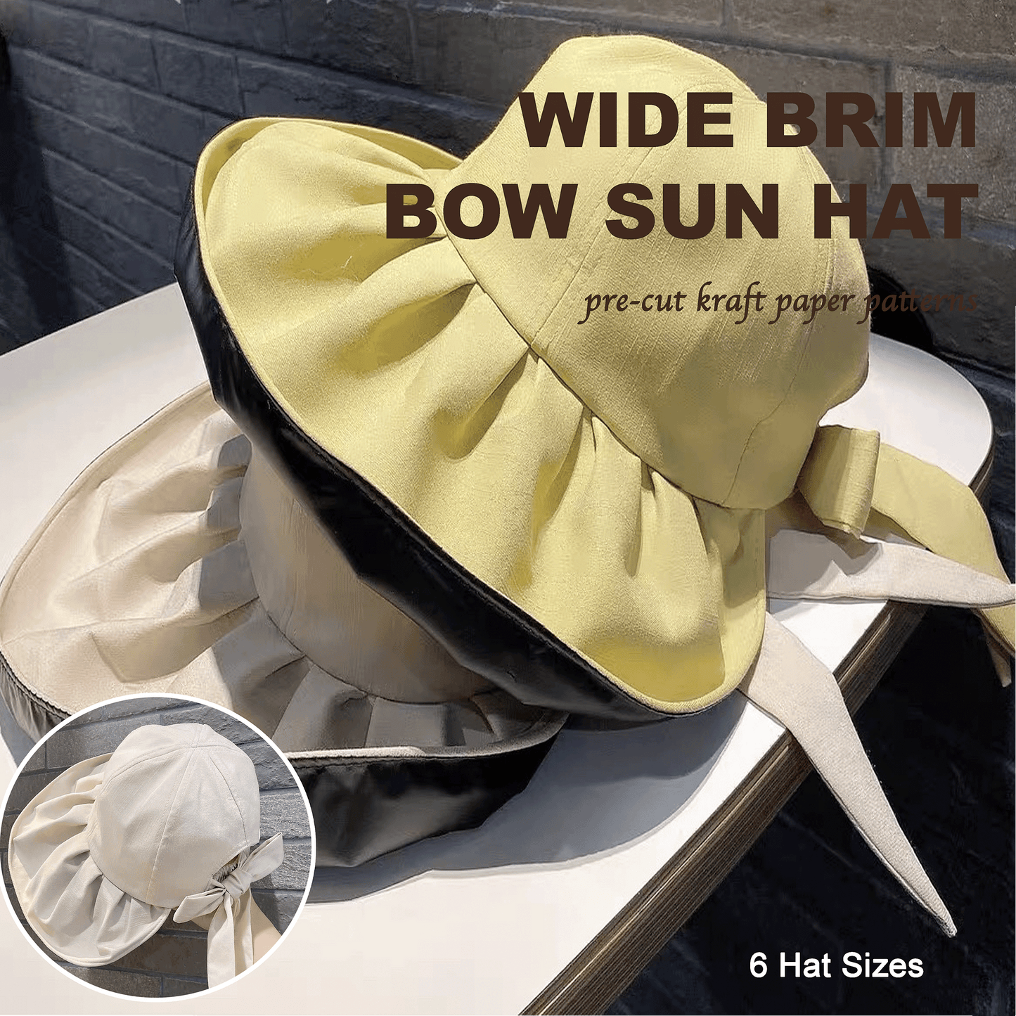 Wide Brim Hat Sun Hat Pre-Cut Kraft Paper Pattern