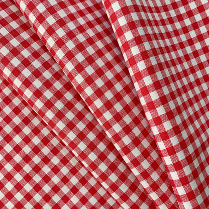 White and Red Gingham Fabric 57'' Wide