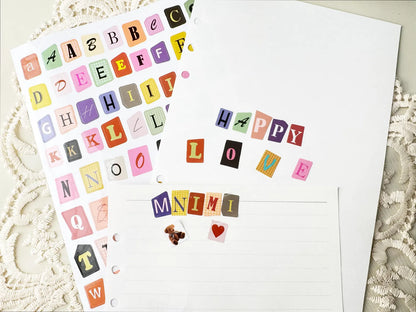 Magazine Cut Out Alphabet Sticker Sheet, FREE Shipping