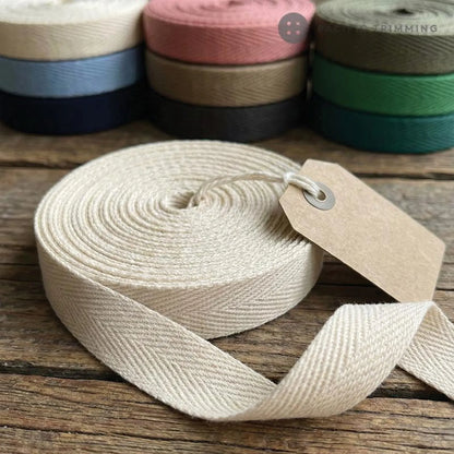 3/8 Inch Off White Cotton Herringbone Twill Tape