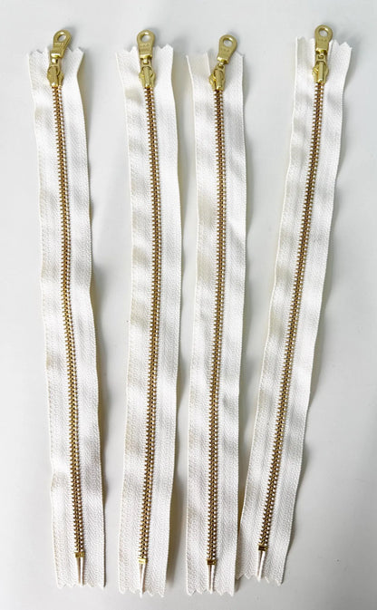 YKK Size 5 Off White Brass Zipper l Donut Pull