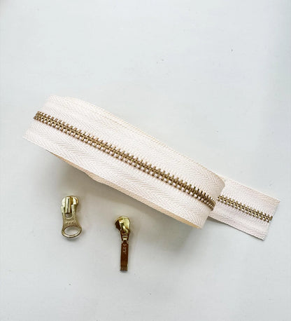 YKK Size 3 Brass Zipper Kit l 1 Yard Chain & 3 Sliders