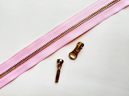 YKK Size 3 Brass Zipper Kit l 1 Yard Chain & 3 Sliders