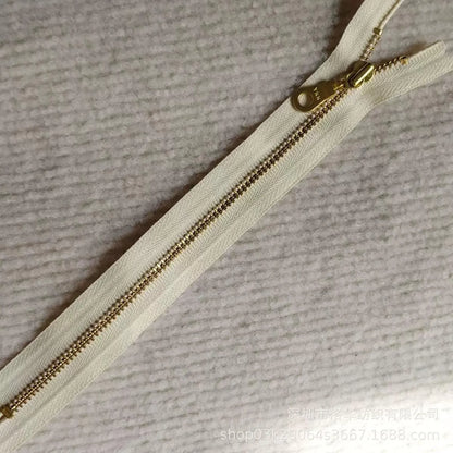 YKK Size 5 Off White Brass Zipper l Donut Pull