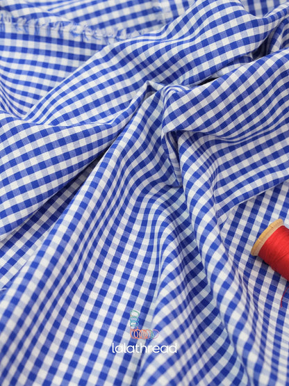 White and Blue Gingham Fabric 57'' Wide