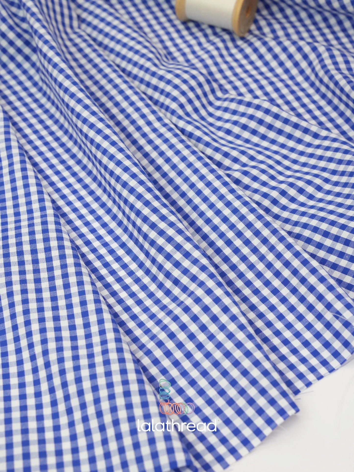 White and Blue Gingham Fabric 57'' Wide