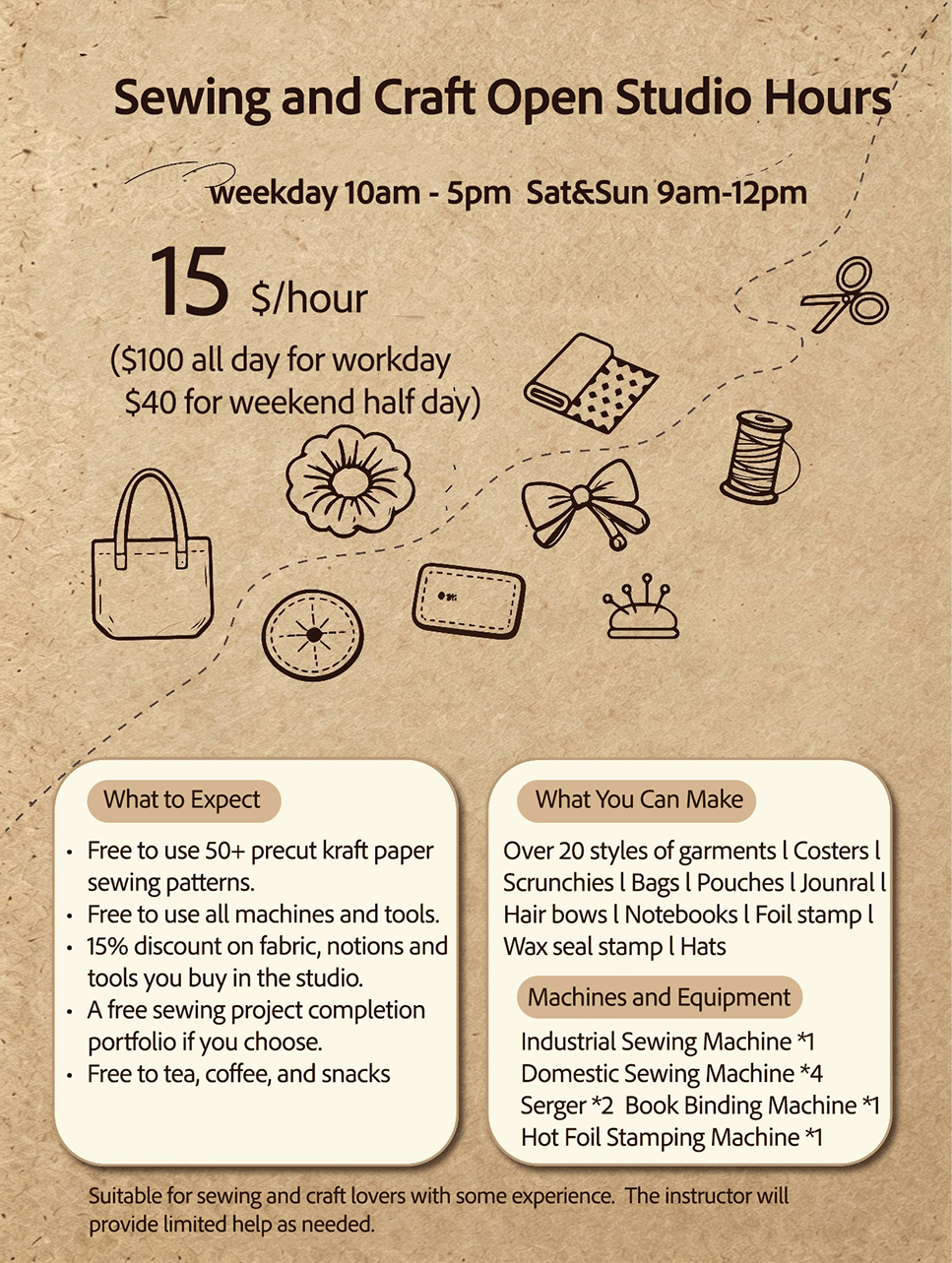 Sewing and Craft Open Studio Hours