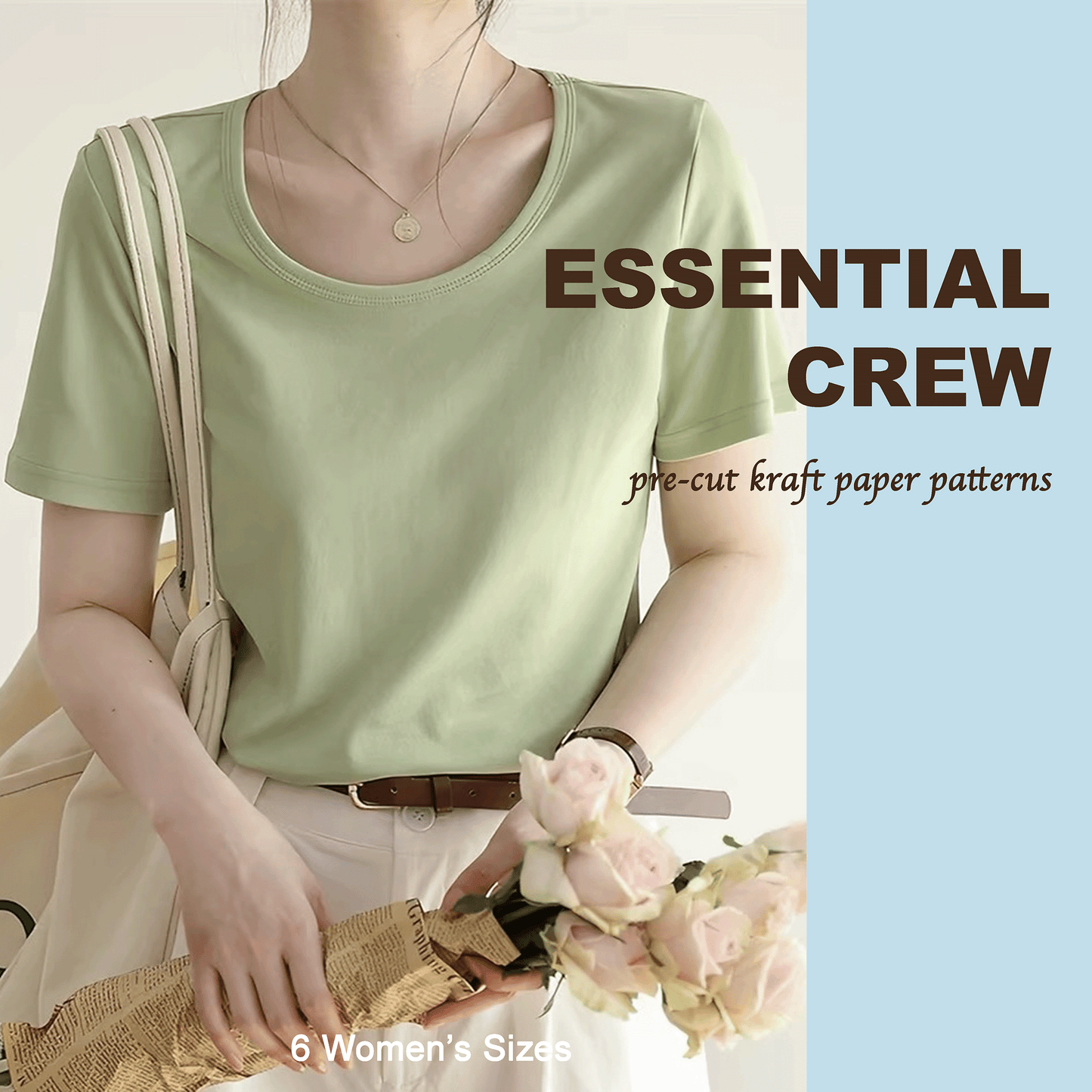 Essential Crew Neck Tshirt Pre-Cut Kraft Paper Pattern